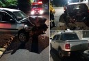 Motorista fica ferido após colidir contra veículos estacionados durante a madrugada