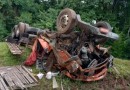 Caminhão capota na PR-182 e motorista fica ferido