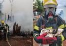 Bombeiros são mobilizados para atender um incêndio em residência e acabam salvando uma família de gatos