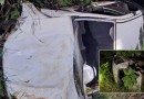 Saída de pista seguida de capotamento deixa dois feridos na BR-163