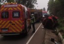 Acidente entre caminhão e carros deixa uma vítima encarcerada na SC-157, no Oeste de SC