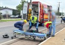 Motociclista é socorrido após acidente com caminhão na Avenida Willy Barth