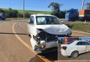 Colisão entre Fiat Mobi e Chevrolet Cobalt foi registrada no acesso à nova Aduana de Cargas, na BR-163