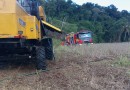 Incêndio atinge colheitadeira é controlado pelos bombeiros