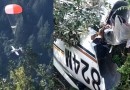 Pais e filha de 2 anos escapam de acidente de avião; Acionaram paraquedas