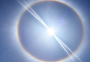 Halo solar chama a atenção de moradores e colore o céu nesta terça-feira