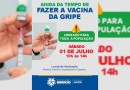 Salas de vacina estarão abertas neste sábado (01/07) nos bairros Centro, Copasa e Industrial