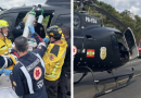 Acidente com carro, van e dois caminhões deixa motorista gravemente ferido na BR-282