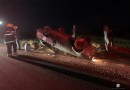 Saída de pista seguida de capotamento é registrada no interior