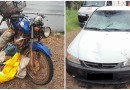 Duas pessoas ficam feridas em colisão envolvendo carro e moto na Serra do BNH