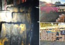 Ônibus com contrabando de cigarros fica destruído após incêndio na BR-158