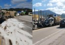 BR-470 fica com óleo na pista após colisão; motorista pulou de caminhão em movimento