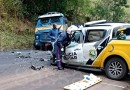 Grave acidente envolvendo viatura da polícia rodoviária e carro forte na rodovia PRC-487