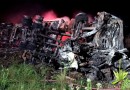 Caminhonete pega fogo e motorista morre carbonizado após grave acidente no Oeste de SC
