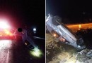 Homem fica ferido em saída de pista seguida de capotamento na BR 163