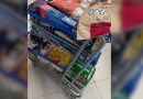 Homem enche carrinho de supermercado e tenta sair sem pagar conta de R$ 2 mil