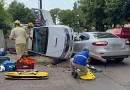 Colisão entre dois veículos no centro deixa motorista ferido