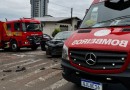 Mulher é atendida pelos Bombeiros após acidente no centro