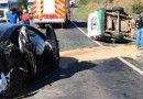 Colisão entre dois carros deixa três feridos na BR-282