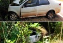 Colisão frontal na PR-281; motor do automóvel foi parar no meio do matagal