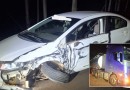 Colisão entre carro e caminhão deixa veículos danificados na SC-160