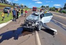 Automóvel fica destruído após acidente com caminhão em Xanxerê