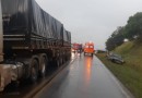 Colisão entre carro, caminhão e moto deixa motociclista levemente ferido na BR-163