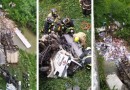 Caminhoneiro morre na BR-470 e pessoas chegam a pular em rio para saquear carga