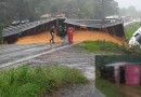 Carretas tombam na BR-163, trecho entre Barracão e Santo Antonio do Sudoeste