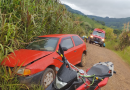 Motociclista fica gravemente ferido após colisão em carro na Linha Treze de Maio