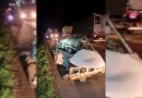 Homem fica preso às ferragens na BR-282 após colisão