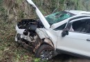 Idosa fica ferida após capotamento na SC-305
