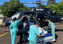 Paciente em estado crítico é transferido de helicóptero no Oeste de SC