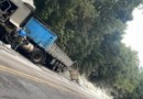 Carga fica espalhada após acidente na BR-282
