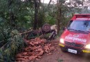 Duas pessoas morrem após caminhão tombar em barranco