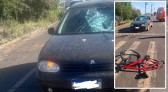 Menino de 12 anos fica ferido após colisão entre bicicleta e carro