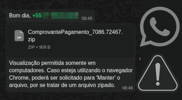 Novo golpe pelo WhatsApp espalha vírus com arquivos compactados
