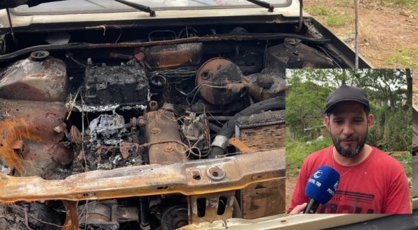 Carro que ajudava família a trabalhar é destruído por incêndio e moradores pedem solidariedade