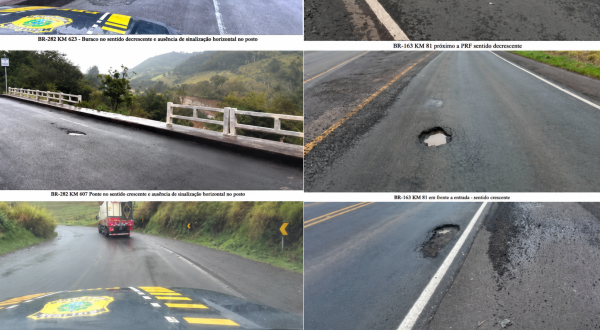 PRF aponta falhas em obras nas BR-163 e BR-282 e alerta para riscos à segurança dos motoristas