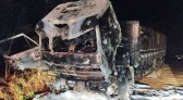 Incêndio destrói cabine de caminhão carregado com soja no interior de Iraceminha