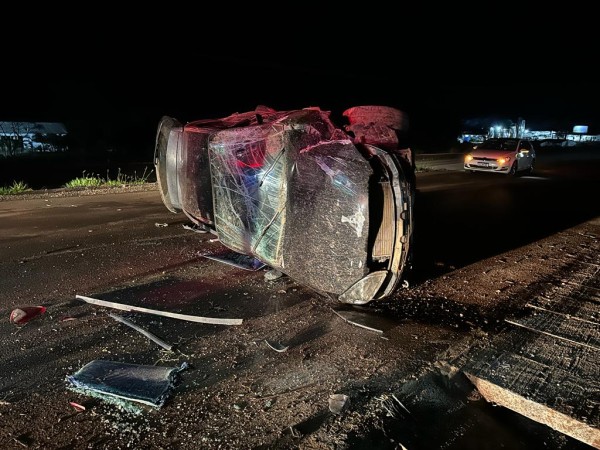Saída de pista na BR-163 em São José do Cedro-Sc