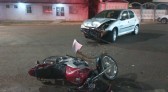 Colisão entre motocicleta e carro mobiliza equipes de resgate