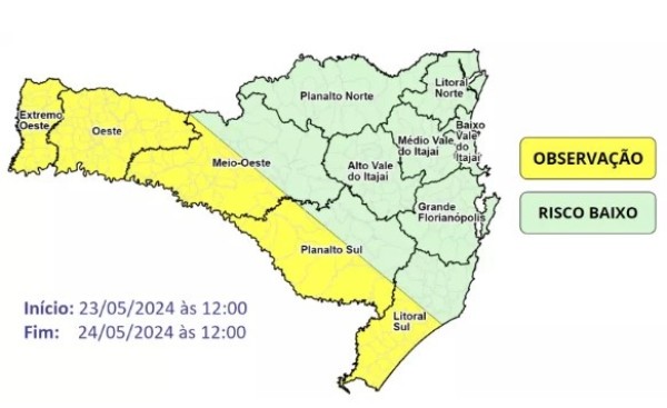Frente fria traz chuvas intensas para SC e Defesa Civil emite alerta importante