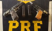 PRF localiza duas pistolas escondidas dentro de pneu estepe na BR-480