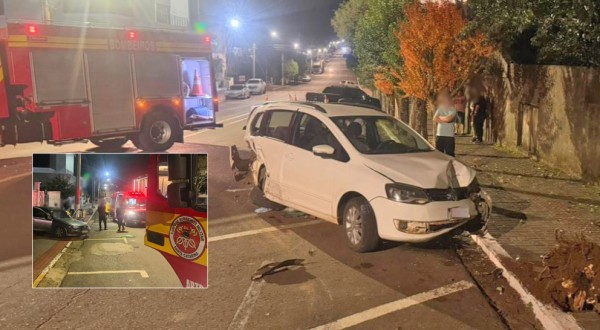 Motorista fica ferido após colisão contra veículo estacionado