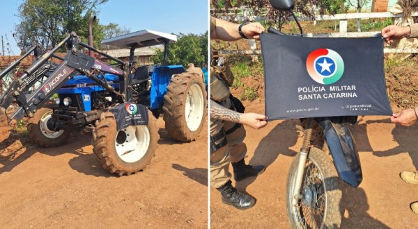 Ação rápida da Polícia Militar resulta na recuperação de trator e motocicleta furtados