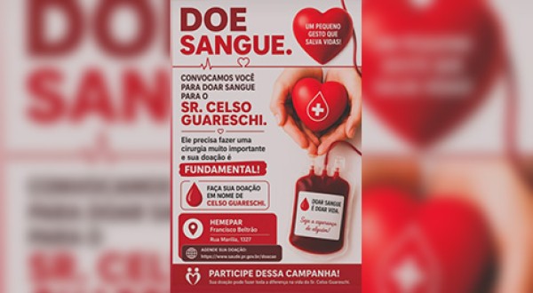 Campanha de doação de sangue é realizada para ajudar vítima de assalto em Barracão