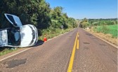 Motorista sai ileso de capotamento na SC-161