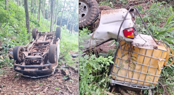 Motorista fica gravemente ferido após capotamento em ribanceira