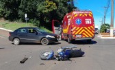 Bombeiros atendem acidente do tipo colisão entre carro e moto na Av. Washington Luís